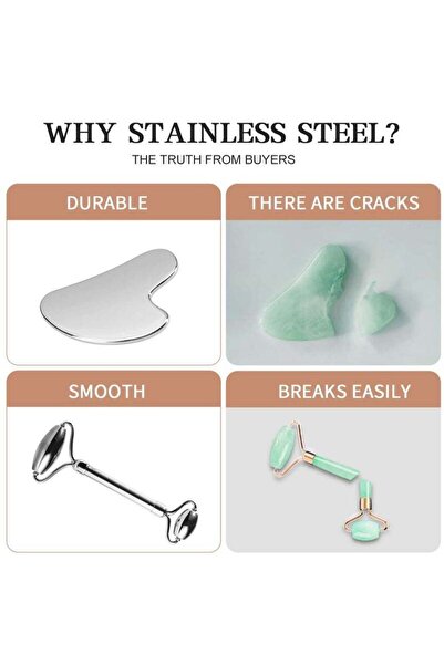 Bukela Stainless Steel Face Roller & Gua Sha – Metal Facial Roller for Lifting & De-puffing