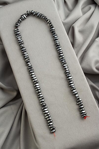 Uçar Doğaltaş Hematit Doğal Taş Parlak Füme Amorf Kesim 6x7mm Dizi [AA]