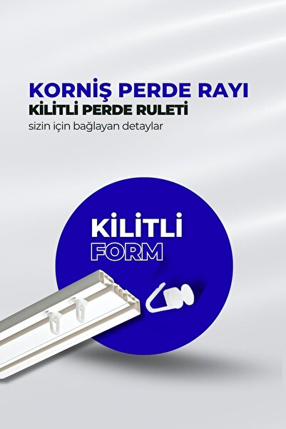 Kornişsan Kilitli Perde Ruleti Tüm Perde ve Kornişler İçin Uyumlu Dayanıklı 1...