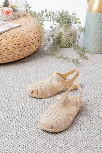 Slipcat Women's Shiny Transparent Black Silver Glitter Jelly Sandals