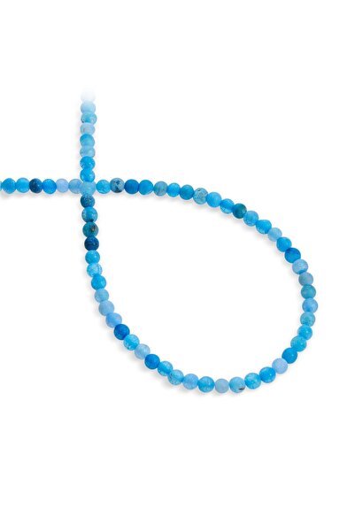 Uçar Doğaltaş Yengeç Akik Doğal Taş Mat Mavi Küre Kesim 4mm Dizi [AA]