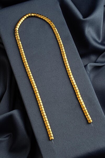 Uçar Doğaltaş Hematit Doğal Taş Parlak Gold Yassı Balık Sırtı Kesim 6x4mm Diz...