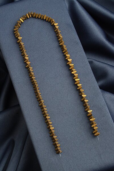 Uçar Doğaltaş Hematit Doğal Taş Mat Koyu Gold Üçgen Kesim 6x3mm Dizi [AA]