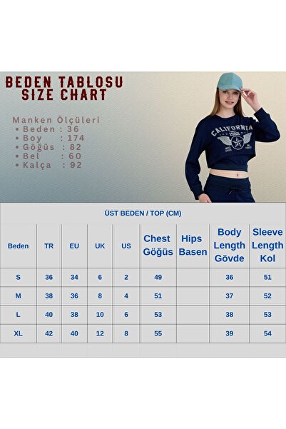 Sortie Women's Elastic Waist California Printed Indigo Crop Sweatshirt