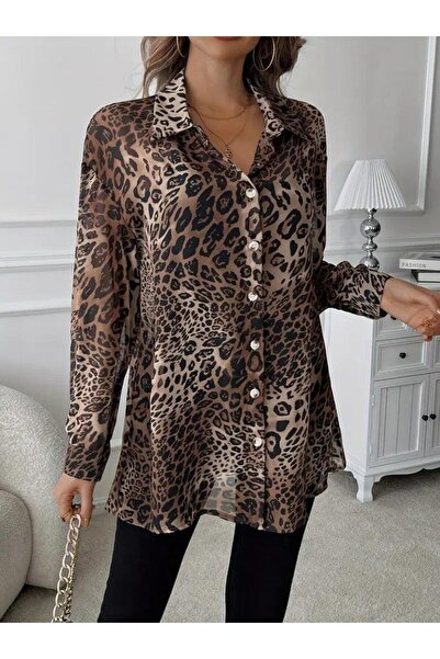 TBL DEKOR Cămașă din șifon cu mâneci lungi și guler pentru femei