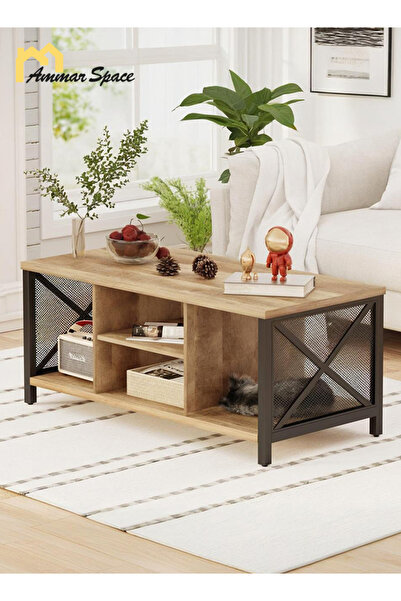 Ammar Space Living Room Wood Table Coffee Table Living Room Center Table Rectangle Wooden Sofa Table-110*50*45
