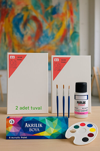O&S Oyun ve Sanat Eğlen-Üret Resim Tuval Ressam Seti, Resim Başlangıç Set, tu...
