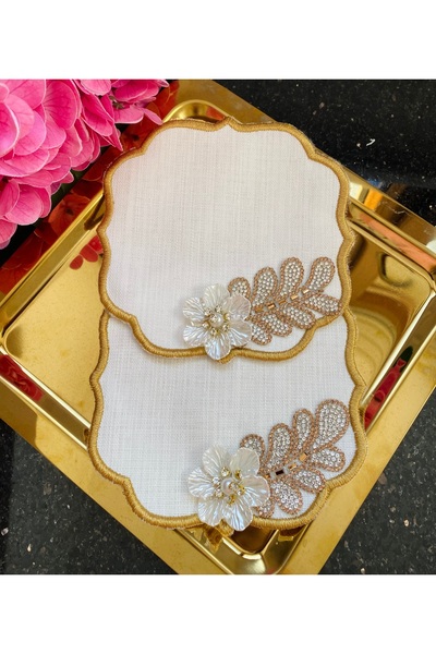 ELÇİÇEK HOME منديل تقديم، منديل كوكتيل، منديل تقديم جانب القهوة 2 قطعة