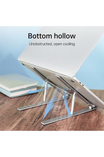 Deli Aluminum Laptop Stand, Military Grade, Adjustable with Silicone Base and 6 Height Levels