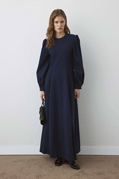 Hooopstore Premium Navy Blue Dress with Waist Detail