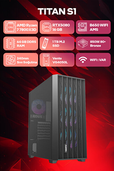 Game Garaj Titan S1 AMD Ryzen 7 7800X3D 64GB RAM 1TB SSD RTX5080 240mm Sıvı Soğutma FreeDOS Oyuncu Tavsiye