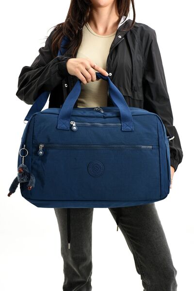 Sanmorris Τσάντα ταξιδιού και σπορ με λουράκι από ύφασμα σε μπλε ναυτικό χρώμα