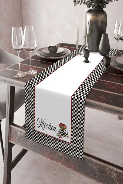 aymira home 40x140cm Dokuma Leke Tutmaz Baskılı Premium Mutfak Kumaş Masa Örtüsü Dekoratif Runner Yıkanabilir