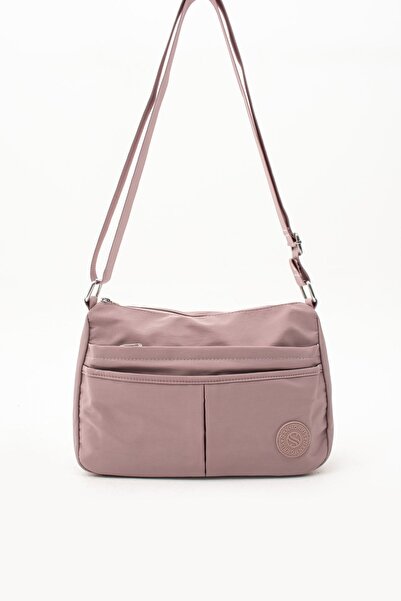 Sanmorris Powder Colored Crinkle Fabric - 5 Compartment Crossbody Women's Hand and Shoulder Bag