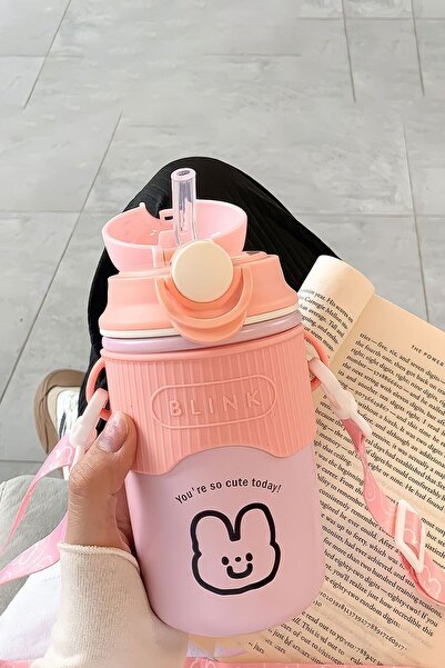 Weather Forecast Pink 304 Steel Vacuum Flask 480 ml with Strap and Straw for Girls Water Bottle Mt227