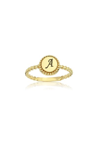 FasekGold Gümüş Yüzük - Harfli Burgulu Kişiselleştirilebilir 925 Ayar Gümüş T...