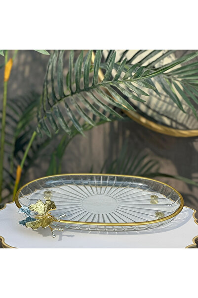 Elta Collection هدية فاخرة على شكل فراشة بيضاوية ذهبية اللون بأرجل معدنية - س...