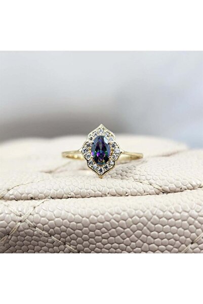 FasekGold Vintage Mistik Topaz Sarı Gümüş Evlilik Teklifi Hediye 925 Ayar Gümüş Yüzük -Evlilik Teklifi Yüzük