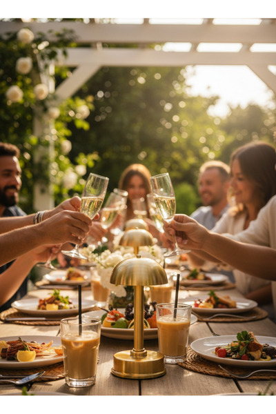 retroline Lüks Şarjlı Masa Lambası Light Old Gold Kaplama