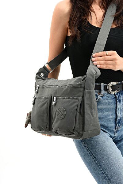 Sanmorris Dark Gray Women's Shoulder Bag - Large Size, Water Resistant, Parachute Fabric