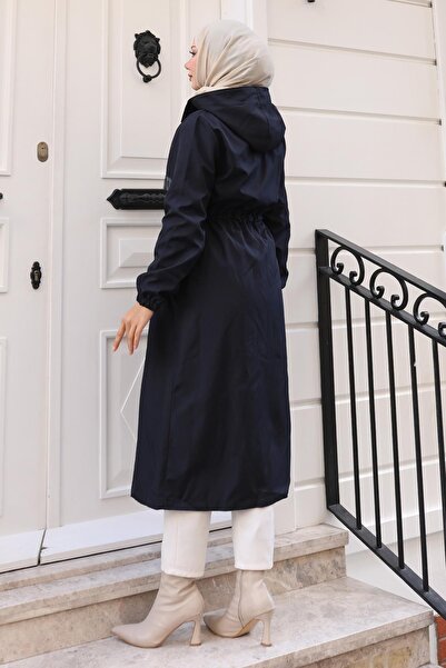 Modamihram Пальто з написом Деталізоване пальто темно-синє 15900