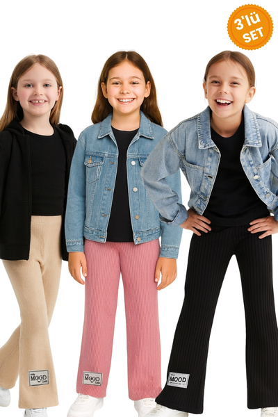 par lingerie pl Pachet de 3 jambiere tricotate pentru fete, cu picior spaniol