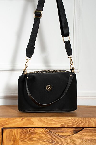 Sanmorris حقيبة كتف نسائية من الجلد الصناعي مكونة من 4 أقسام وحزام متقاطع قابل للتعديل