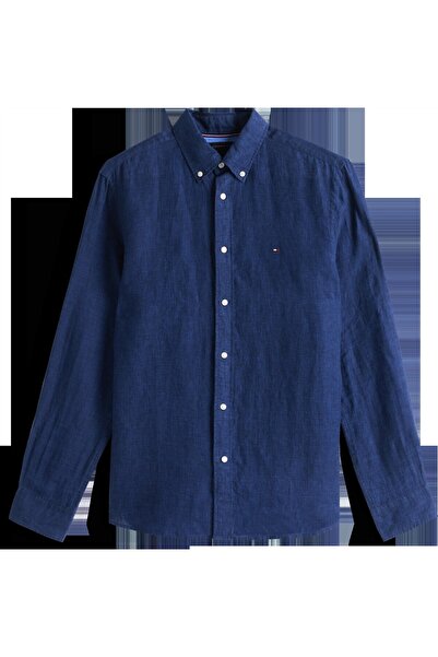 Tommy Hilfiger PIGMENT DYED LI SOLID RF SHIRT Erkek Mavi Gömlek - MW0MW34602