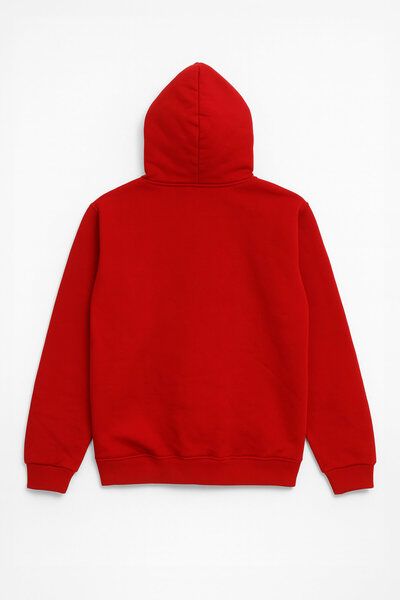 MARKAPIA Мъжка червена суитшърт с качулка, джобове и подплата от флис