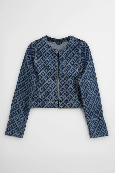 Bluewhite Women's Modern Patterned Open-Front Jean Jacket