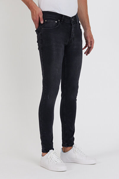ENERJİN Erkek Jeans Skinny Fit Likralı Siyah Tırnaklı