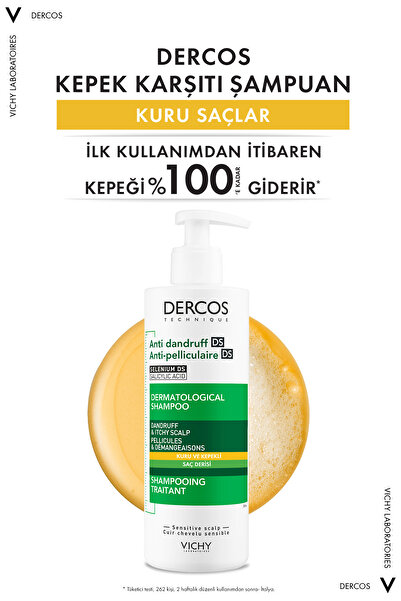 Vichy Dercos Kuru Saçlar için Salisilik Asit İçeren Kepek Karşıtı Şampuan 390 ml
