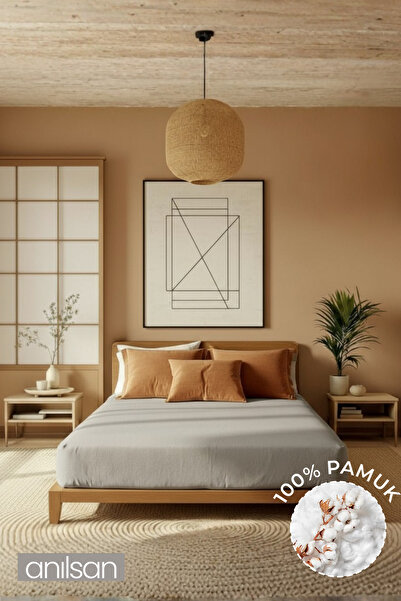 Anılsan Plain Stone Elastic Ranforce Bed Sheet 100% Cotton Single/Double Size Home, Hotel Bed Sheet