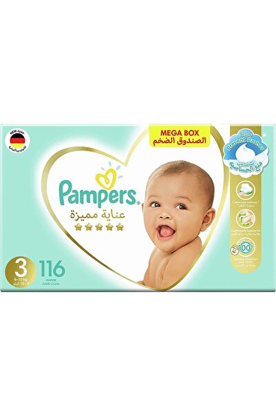 Pampers Premium Care Diapers, Size 3, Midi, 6-10 Kg, Mega Box, 116 Ct