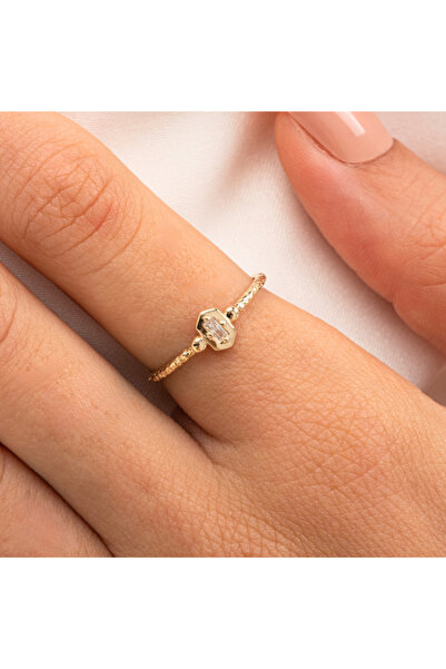 FasekGold Gümüş Yüzük - Mini Baget Zirkon Taşlı Minimal Özel Tasarım 925 Ayar...