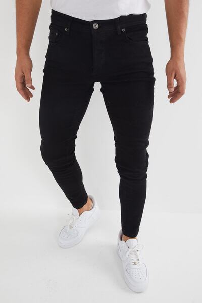 ENERJİN Ανδρικό εφαρμοστό ελαστικό ύφασμα Μαύρο ίσιο μαύρο τζιν