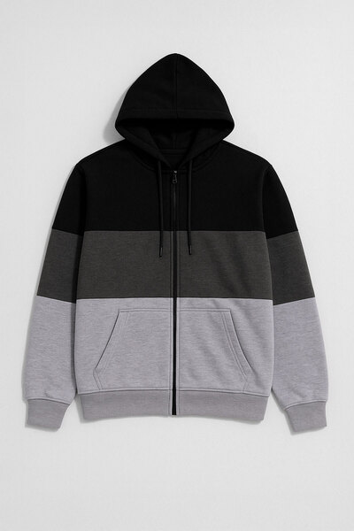 MARKAPIA Мъжка суитшърт с качулка, цип, джобове и подплата от поларен флис