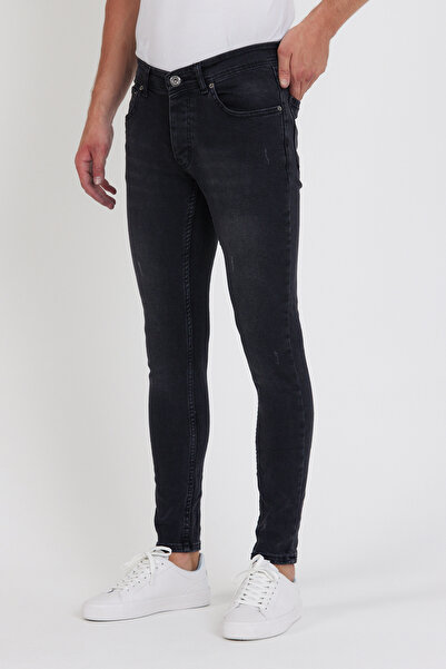 ENERJİN Erkek Jeans Skinny Fit Likralı Siyah Tırnaklı