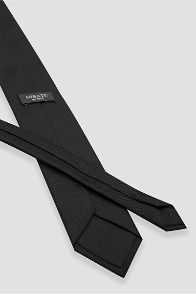 Abbate Γραβάτα 8 εκ. Μικροϊνών Πολυεστέρας Μαύρη Ανδρική Επίπεδη Γραβάτα