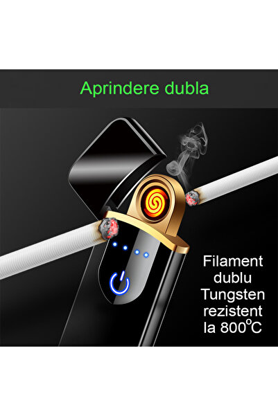 OptimStar Brichetă electrică, reîncărcabilă, încărcare USB, aprindere dublă, rezistentă la vânt, portabilă, cutie cadou, neagră