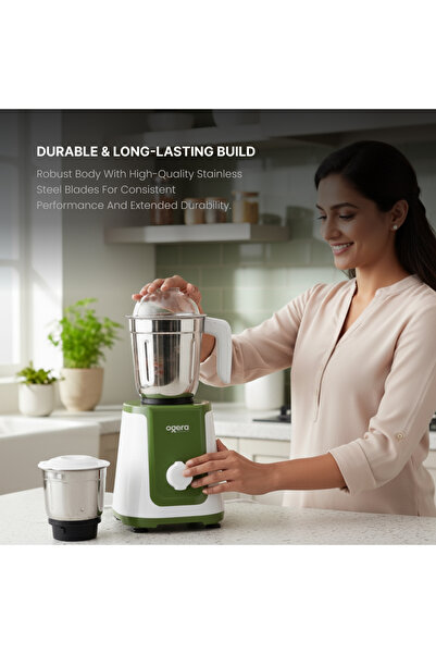 Ogera خلاط ومطحنة بقوة ٥٥٠ واط | محرك قوي ومتين مع ٣ أوعية من الفولاذ المقاوم للصدأ