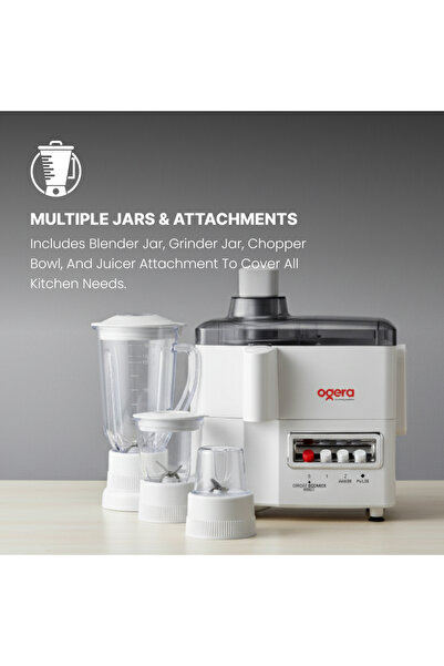 Ogera 4-in-1 Food Processor 650W with Blender, Grinder, Chopper & Citrus Juicer – Multi-Functional
