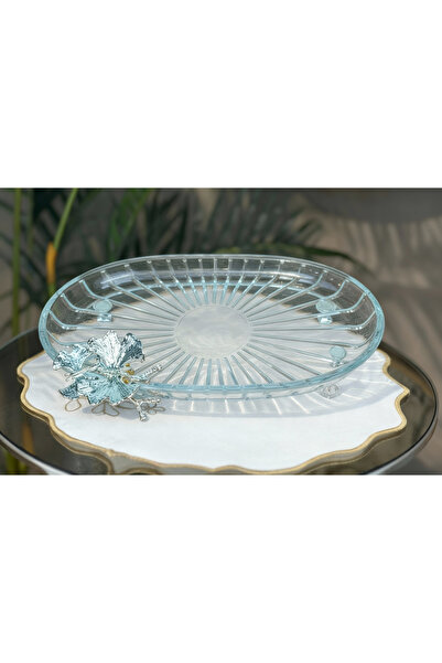 Elta Collection Lüx Hediyelik Metal Ayaklı Gümüş Oval Kelebekli Sunumluk Kura...