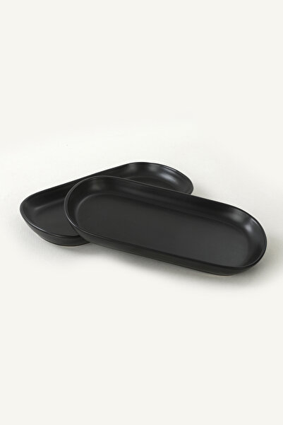 Keramika Matte Black Noyan Boat Plate 26 Cm 2 Pieces