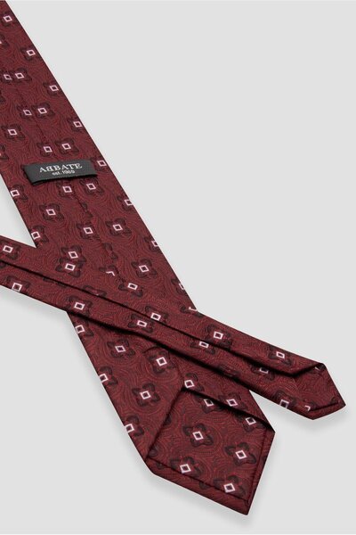 Abbate Вратовръзка 8 см от микрофибър полиестер с червен десен за мъже