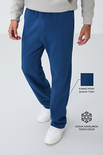 TOMMY LIFE Κοινοβούλιο Βαμβακερό χοντρό γούνινο εσωτερικά Μαλακή υφή Oversize κεντημένο ανδρικό παντελόνι -82146