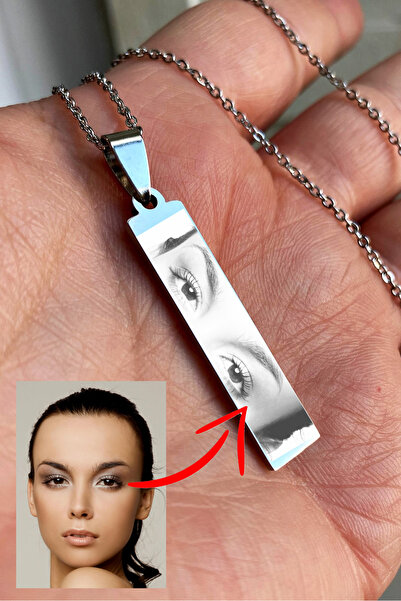 Takı Dükkanı Kişiye Özel Göz Resim Baskılı Paslanmaz Çelik Kolye Eşe Sevgiliy...