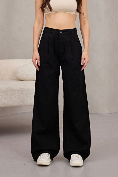 alanora Women's High Waist Wide Leg Pleated Palazzo Jeans Pants