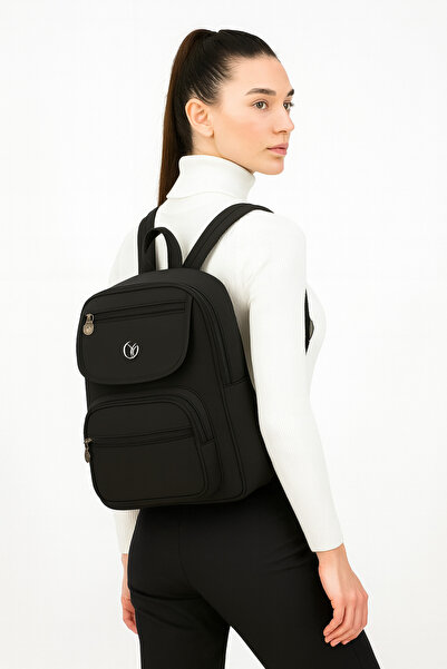 Av A Dos Women's Faux Leather Multi-Compartment Backpack Water Resistant Medium Backpack