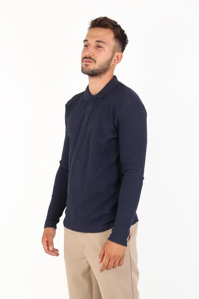 Mckanzie 5708 Модель Світшот з поло-комірцем і вафельною фактурою - Два ґудзики